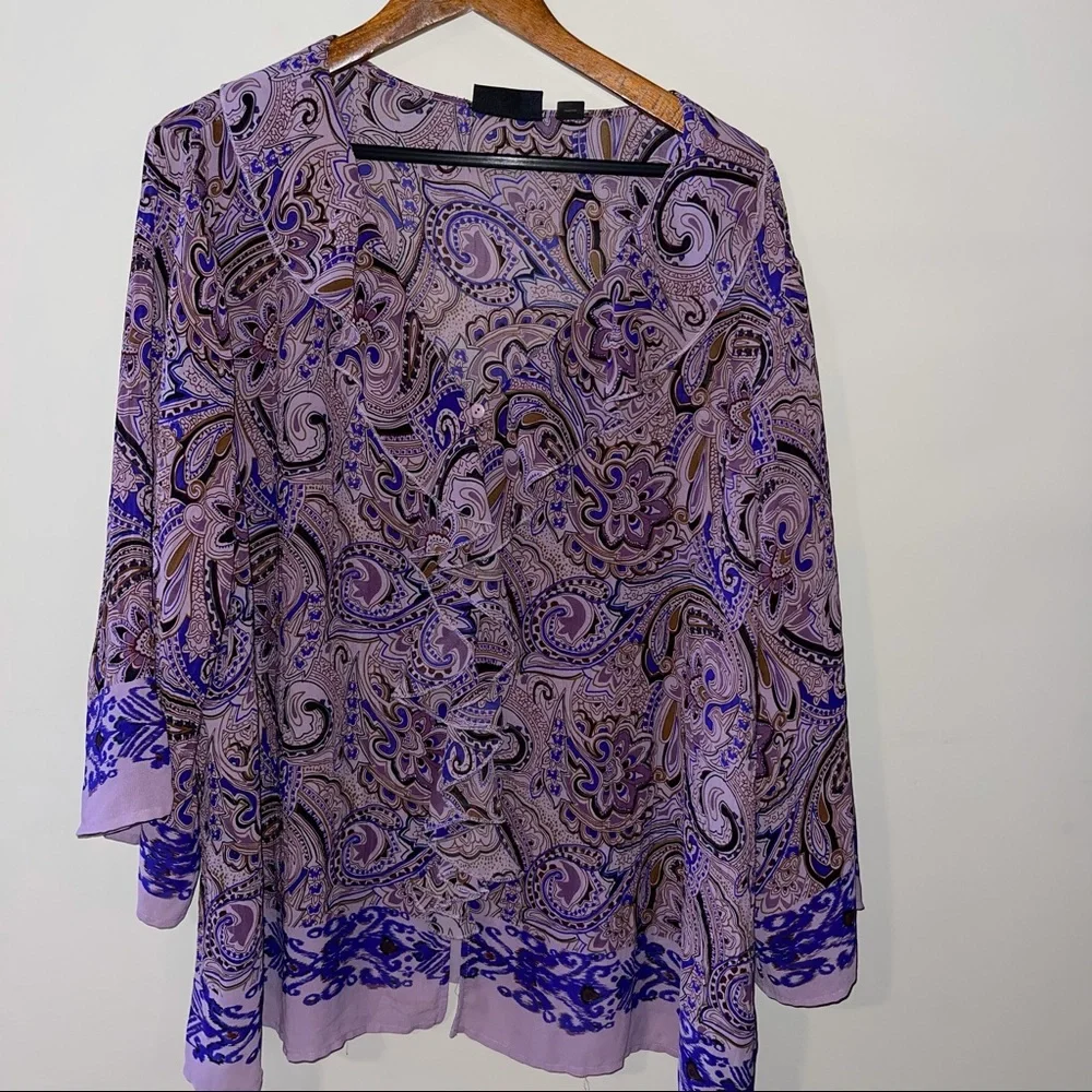 Avenue women’s sz 22/24 sheer purple floral blouse - Picture 1 of 7